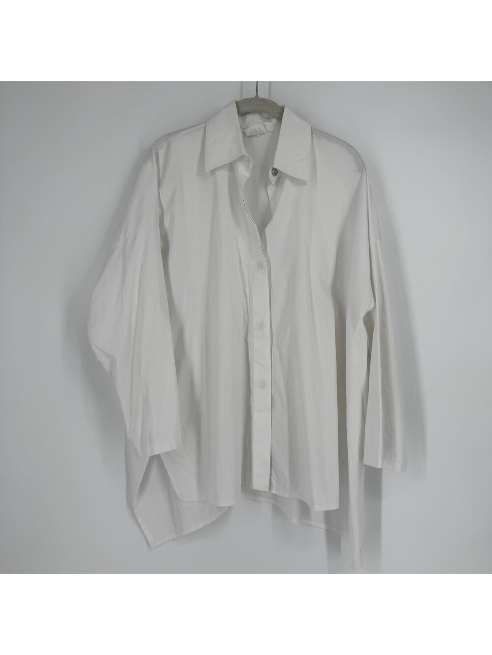 Planet by Lauren G top shirt blouse one size white pima cotton oversized coastal